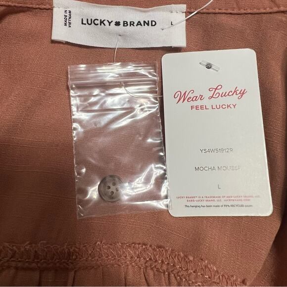 Lucky Brand FLUTTER SLEEVE TIERED SHIRTDRESS IN MOCHA MOUSSE - Picture 6 of 9